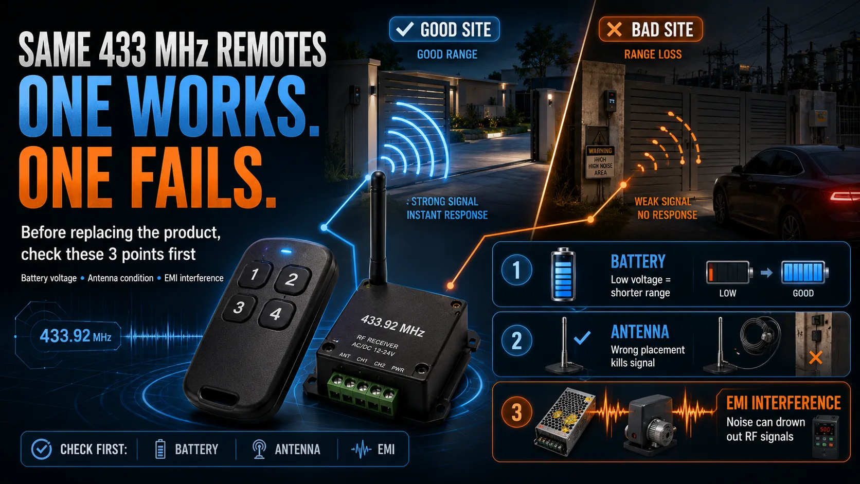 Same Batch of 433MHz Remotes: One Opens Instantly, One Plays Dead