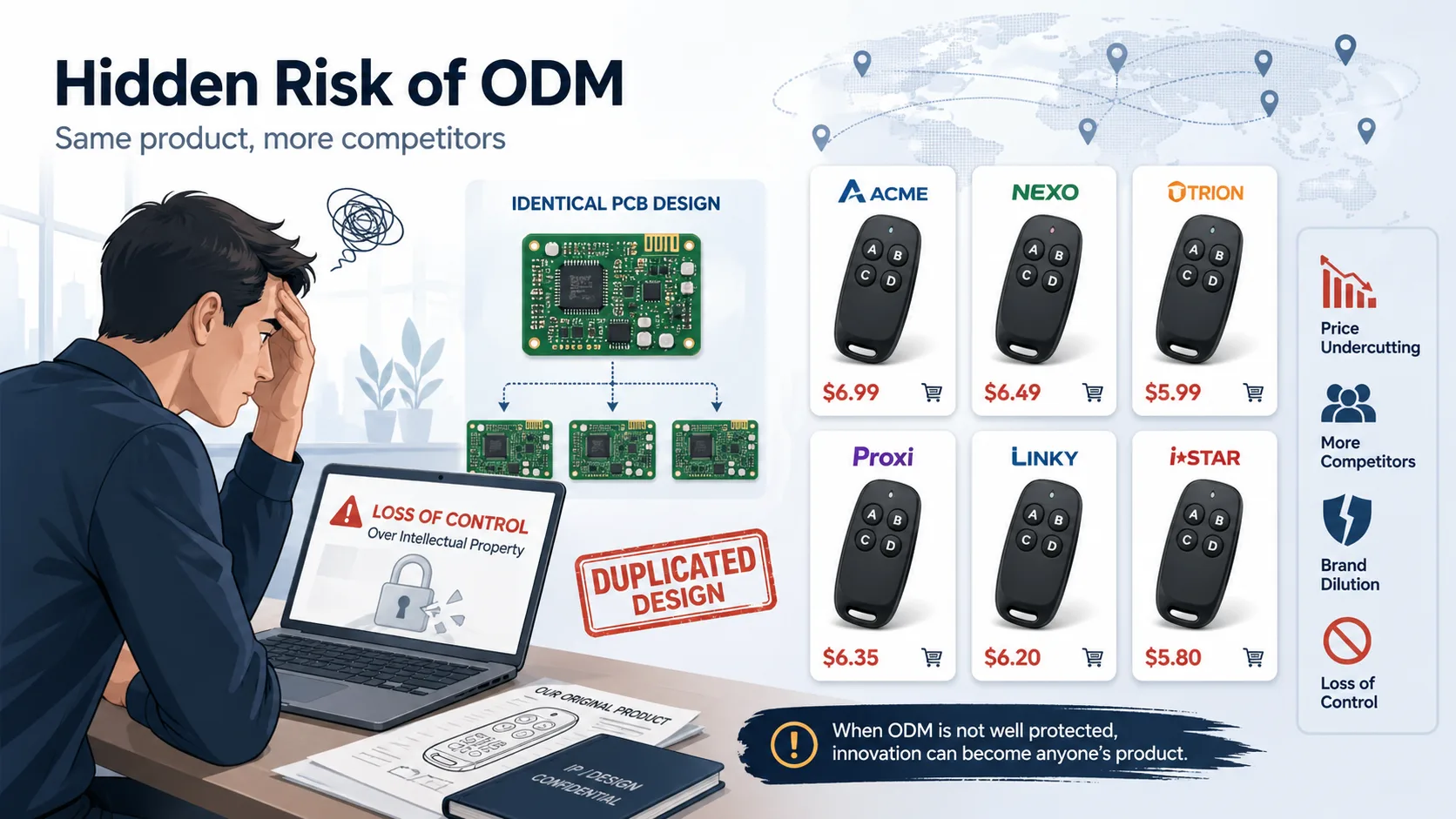 Hidden risk of ODM with duplicated remote control designs and price competition
