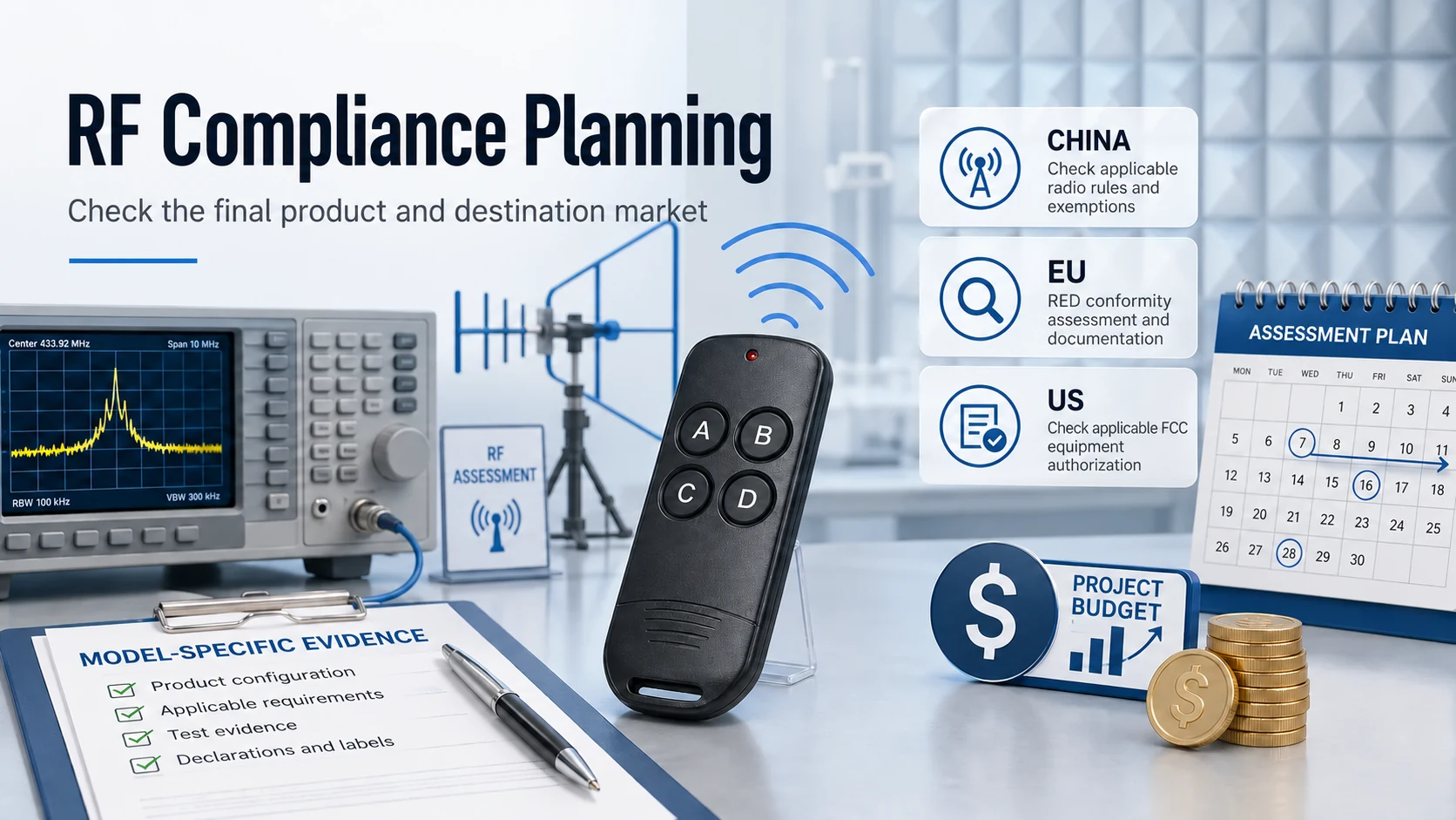 Illustration of radio-product assessment planning across destination markets