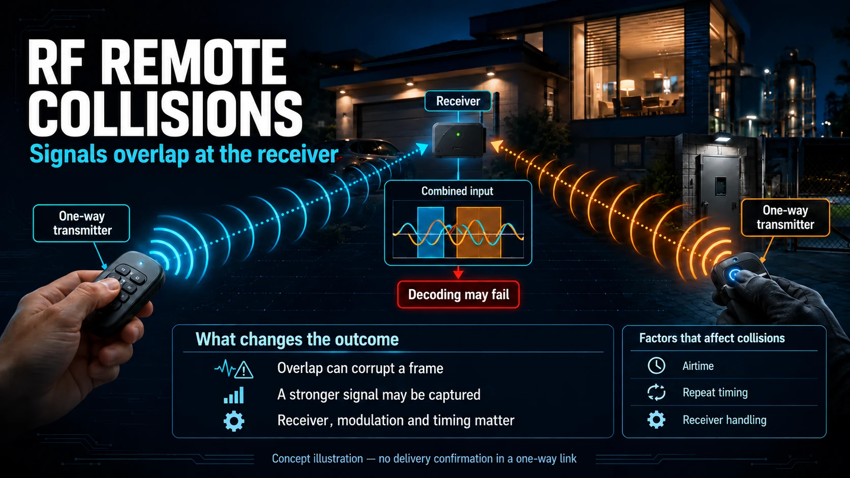 Concept illustration of overlapping remote frames at one receiver